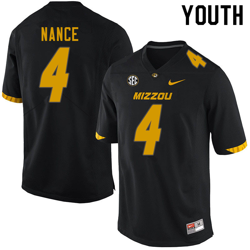 Youth #4 Jonathan Nance Missouri Tigers College Football Jerseys Sale-Black - Click Image to Close